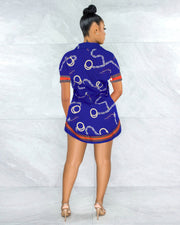 Plus Size Fashion Slim Print Short Sleeve Shirt LS 0341