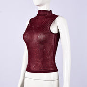Mesh Hot Drill Sleeveless Top GFRT 51973TBF