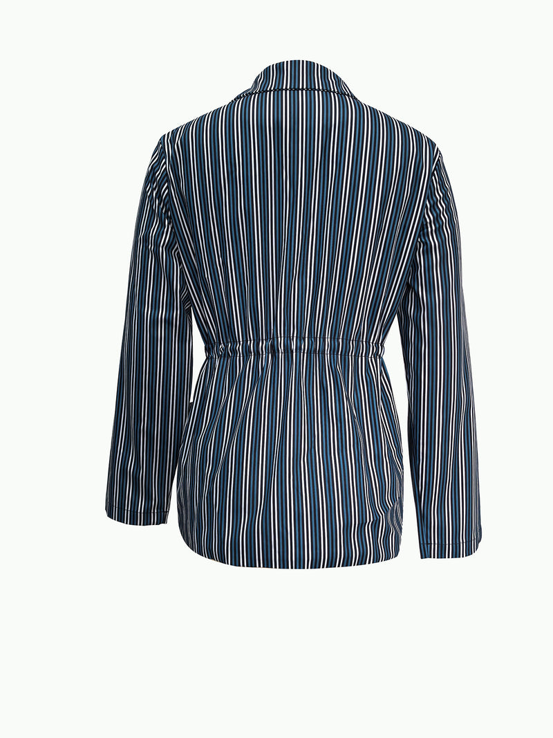 Stripe Print Tie Up Blazer Coat OMY 12008