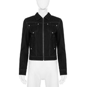 Imitation Denim Zipper Lapel Jacket GPKJ MR50759