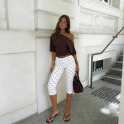 Polka Dots Print Sport Seventh Pants SUM JY26051PFO