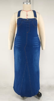 Plus Size Fashion Washed Denim Strap Dress GDAM 218715