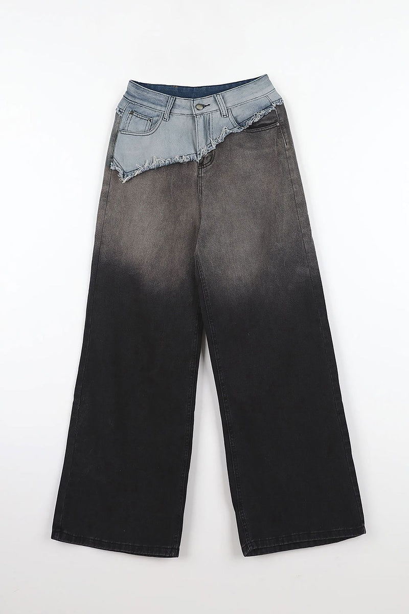 Plus Size Gradient Irrgular Wide Leg Jeans GYLN 8080