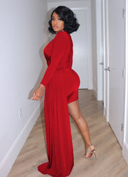 Sexy Solid V Neck Irregular Bodycon Dress AIL 234
