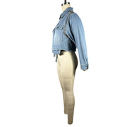 Drill Irregular Long Sleeve Denim Jacket Coat TE 4661