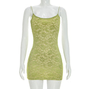 Lace Patchwork Backless Sling Mini Dress GDSF D26DS073