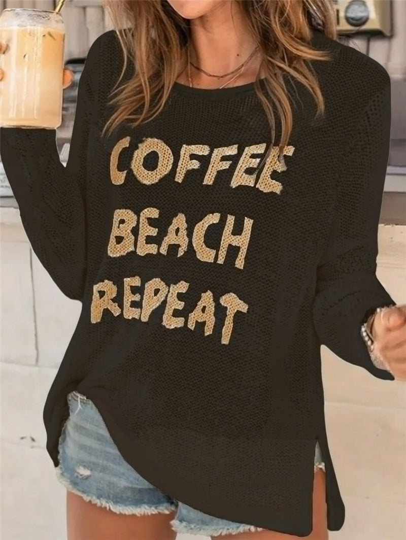 Letter Print Loose Knits Tops GZYF 1188