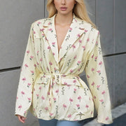 Plus Size Long Sleeve Print Tie Up Coats GHHE 29783