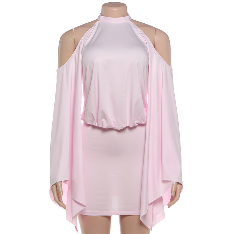 Solid Color Irregular Long Sleeve Mini Dress GZJQ K6D06391A