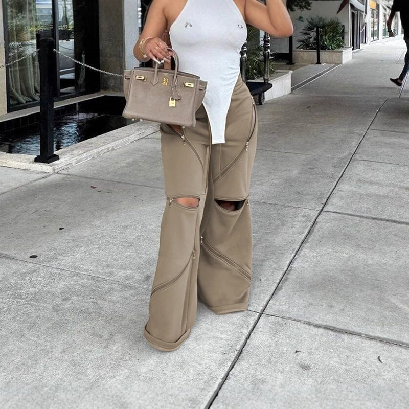 Fashion Patchwork Loose Flare Pants LSD 2315