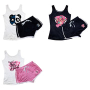 Cartoon Pattern Printed Suspender Shorts Set SHD 9417