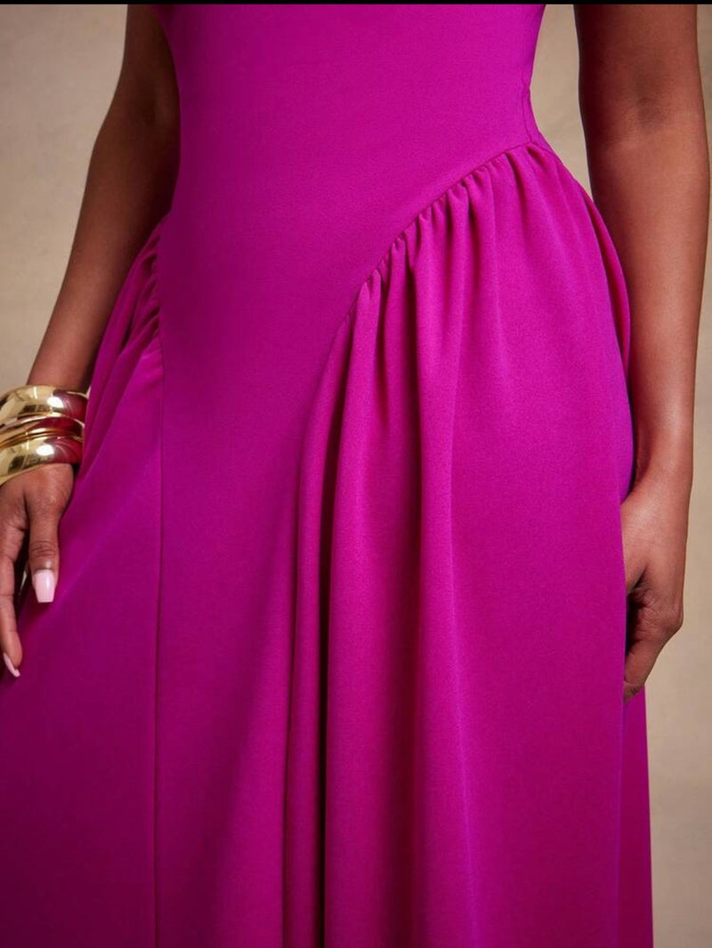Solid Color Square Neck Sleeveless Maxi Dress GQLK 6690