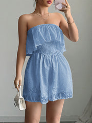 Solid Color Wrap Chest Slim Romper GZEY D2326004