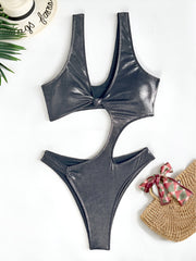 Backless Solid Color One Piece Swimsuit CASF 6784