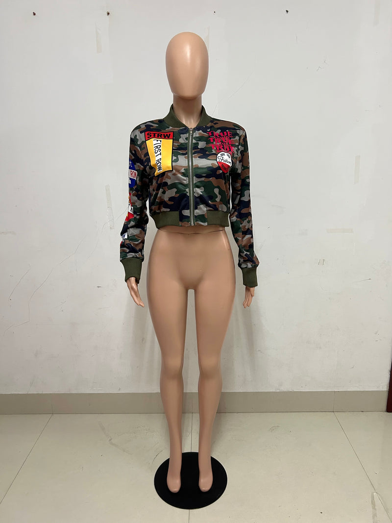 Camouflage Print Long Sleeve Jackets YNSF 2657