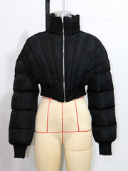 Black Short Down Cotton Jacket SH 391141