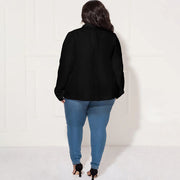 Plus Size Solid Lapel Long Sleeve Small Blazer Jacket NNWF 7899
