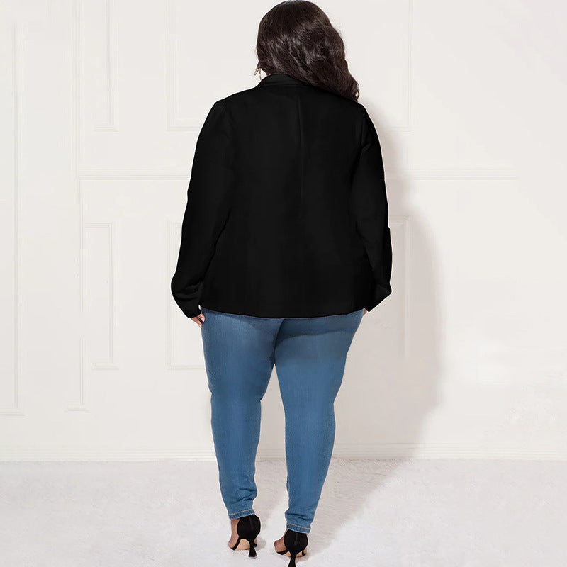 Plus Size Solid Lapel Long Sleeve Small Blazer Jacket NNWF 7899