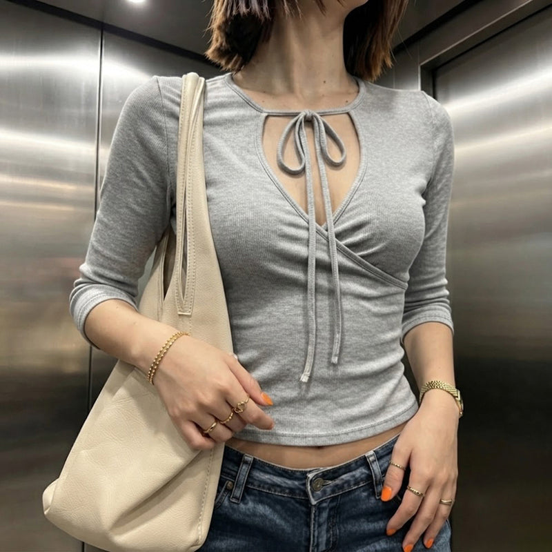 Solid Color V Neck Half Sleeve T Shirt GPKJ MR50838