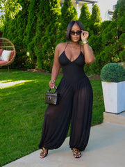 Solid Color Backless Sling Loose Jumpsuit BMF 904