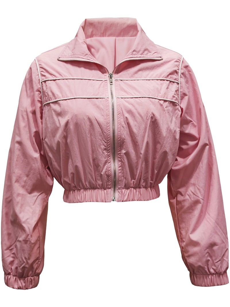 Zipper Patchwork Long Sleeve Waterproof Coat OMY 12018