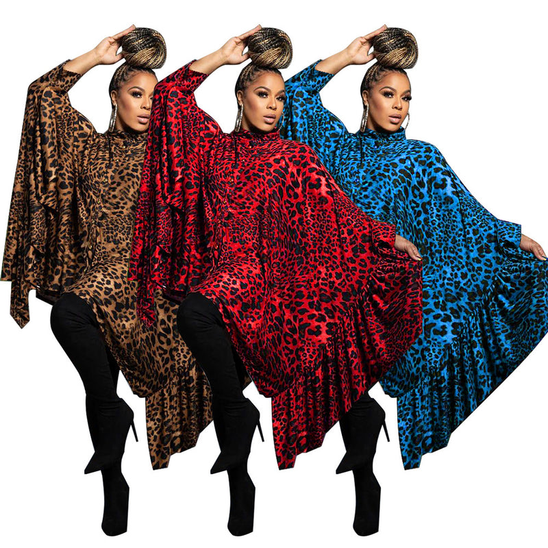 Leopard Print Long Sleeve Long Shawl Top YF 10620