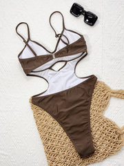 Solid Color Hollow Out One Piece Swimsuit CSYZ 337