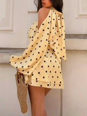 Halterneck Polka Dot Mini Dress GSRX 988