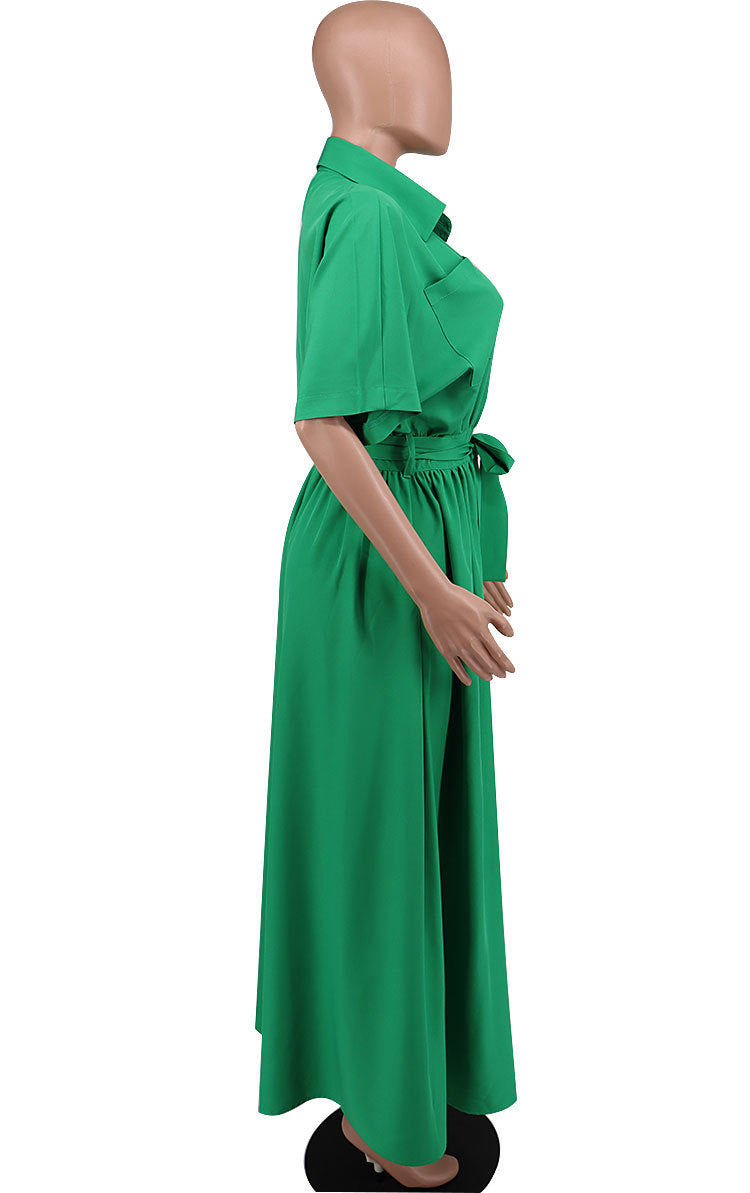 Solid Color Loose Long Sleeve Shirt Dress XHXF 914