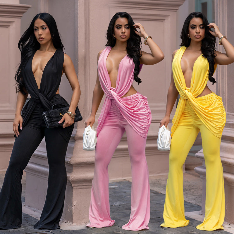Backless Solid Color Jumpsuit BY 7722