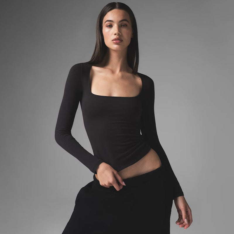 Square Neck Long Sleeve T Shirt GZJF 2590