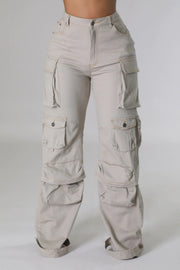Plus Size Solid Color Multicolor Pockets Pants GHXF HX0359