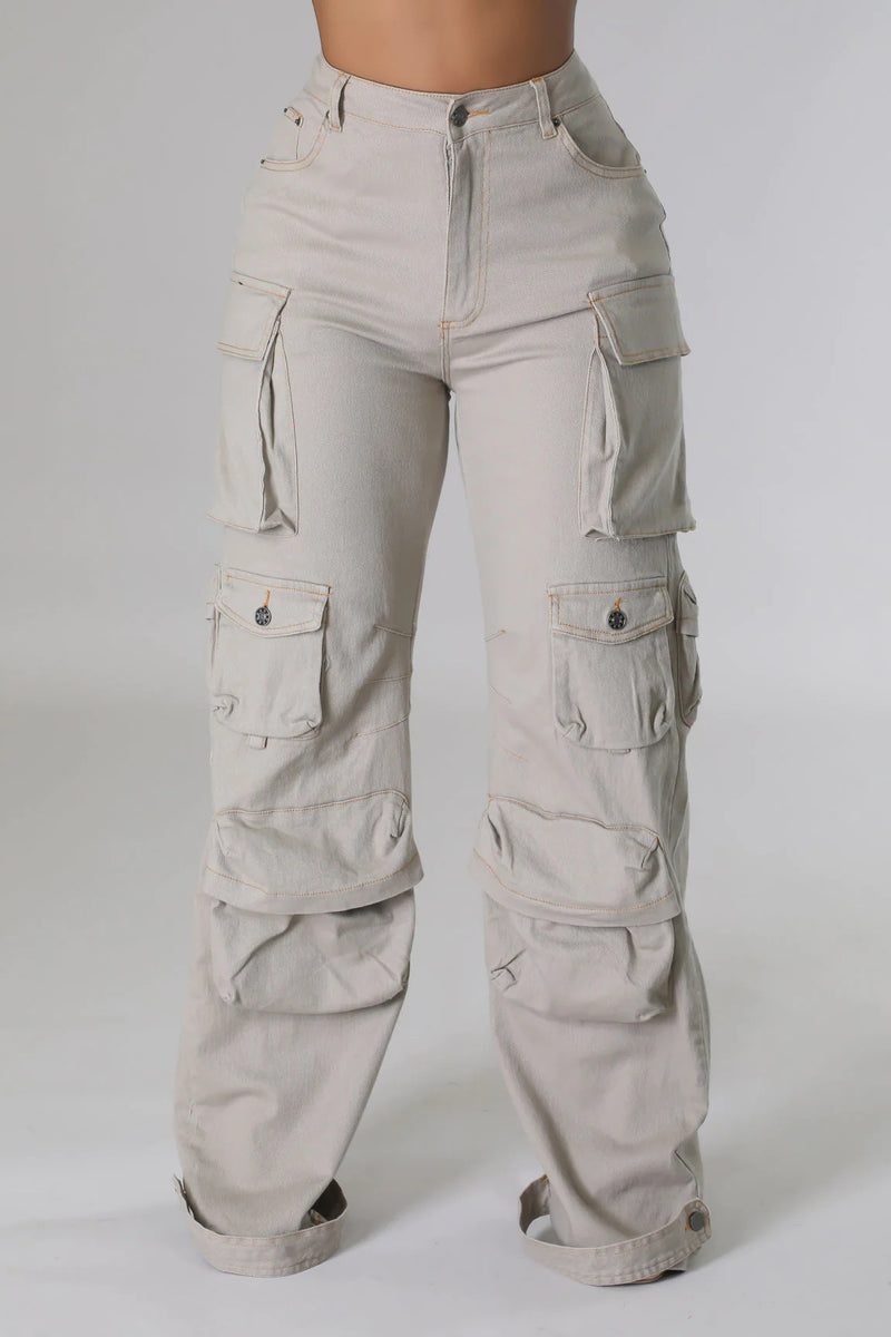 Plus Size Solid Color Multicolor Pockets Pants GHXF HX0359