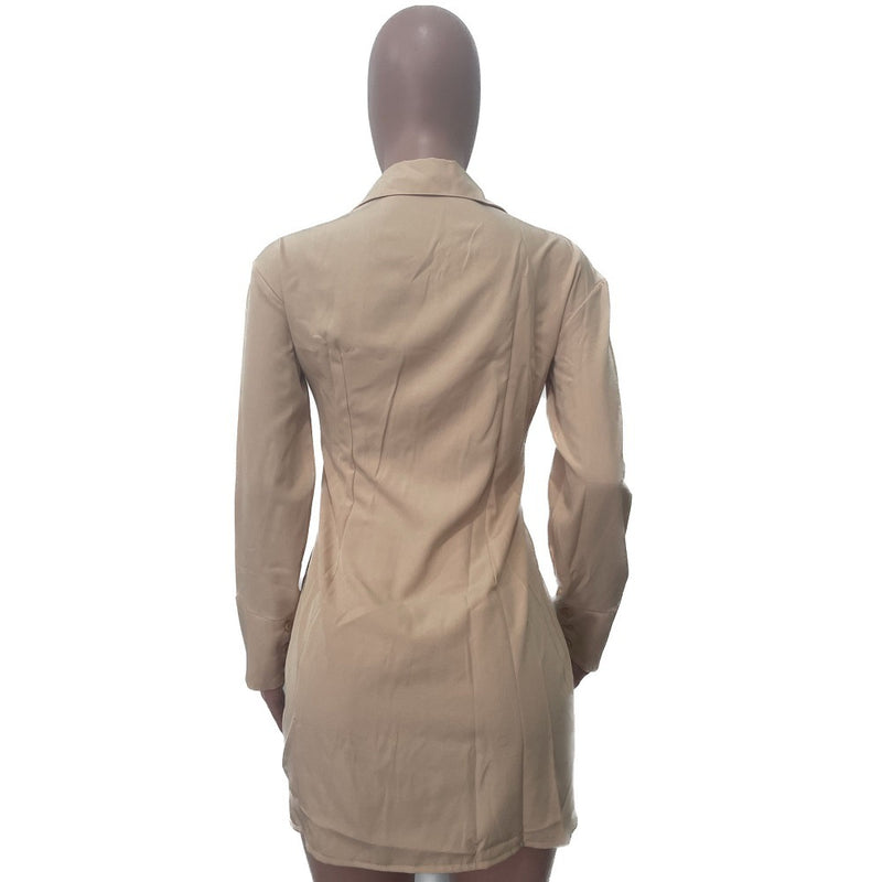 Split Blazer Collar Shirt Sleeve Tops OLYF 6074 1