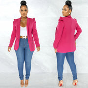 Solid Puff Sleeve Long Sleeve Blazer Coat BY 5932