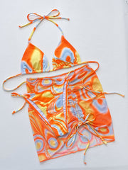 Sexy Print Drawstring Bikinis 3 Piece Set CSYZ A21H