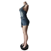 Denim Halterneck Backless Romper MEM 88646