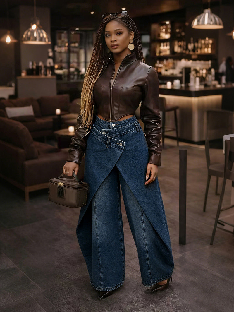 Irregular High Waist Wide Leg Pants SH S391529