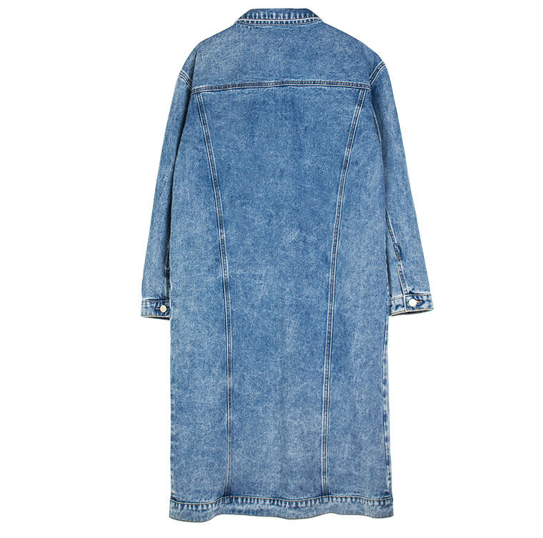 Washed Slim Denim Long Coat GKNF TS R07