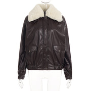 Fur Collar Zipper Leather Jacket GPKJ MR51470
