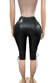 Fashion PU Leather Bandage Five Tenths Pant GFCF 1436