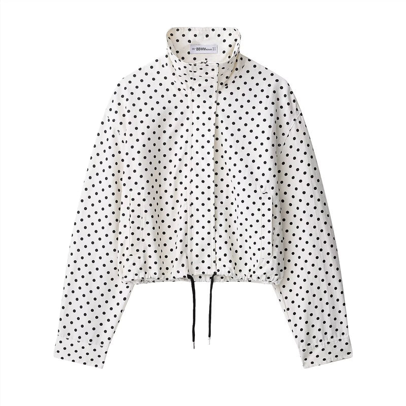 Polka Dot Print Long Sleeve Zipper Coats GYZS BB058