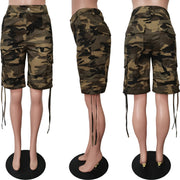Camouflage Drawstring Five Point Pants Without Waist Belt BGN 289