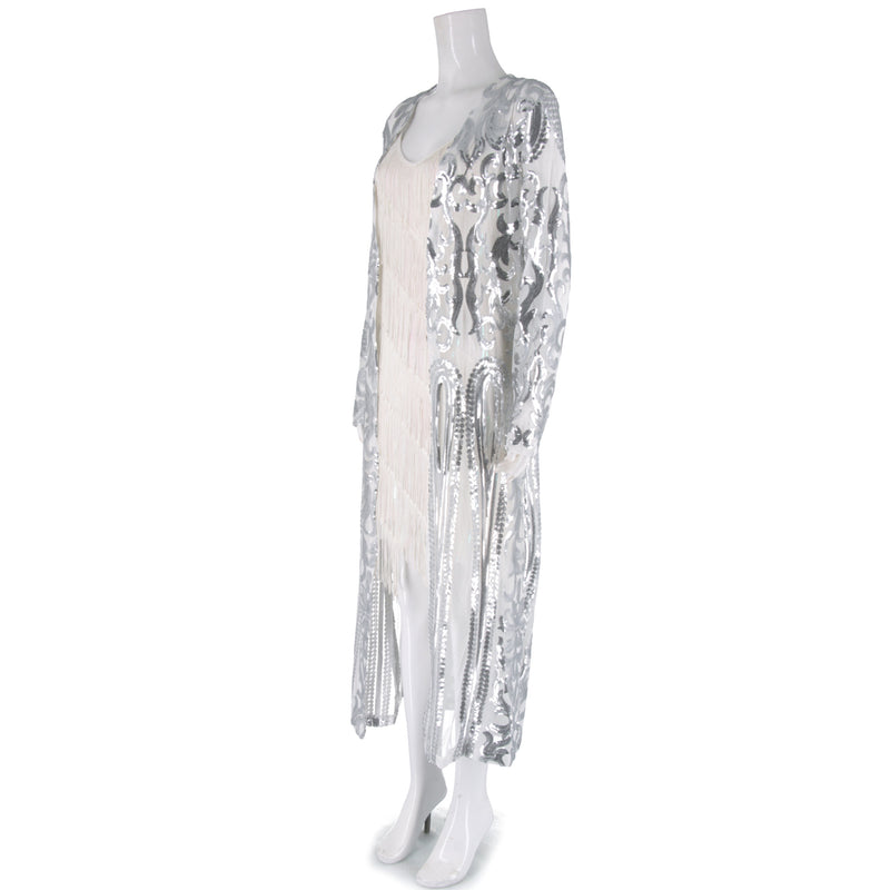 Plus Size Sequin Embroidered See Through Cardigan Coats GMMD 8088