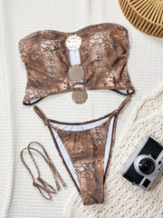 Sexy Backless Wrap Chest Leopard Print Bikini Set CSYZ G685KY