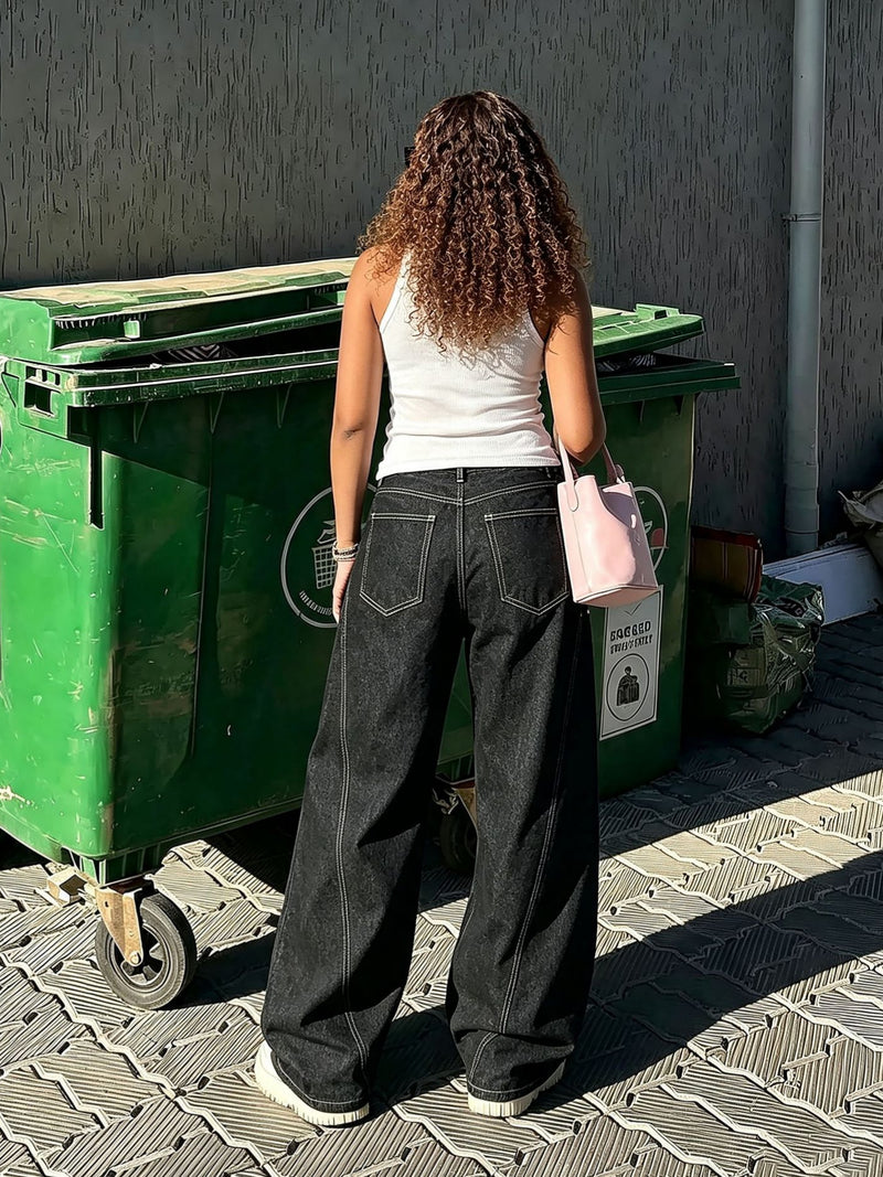 Plus Size Washed Wide Leg Jeans GYLN 0127