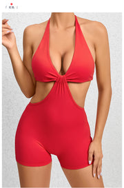 Sexy Halterneck Hollow Out Romper GQSA VC12