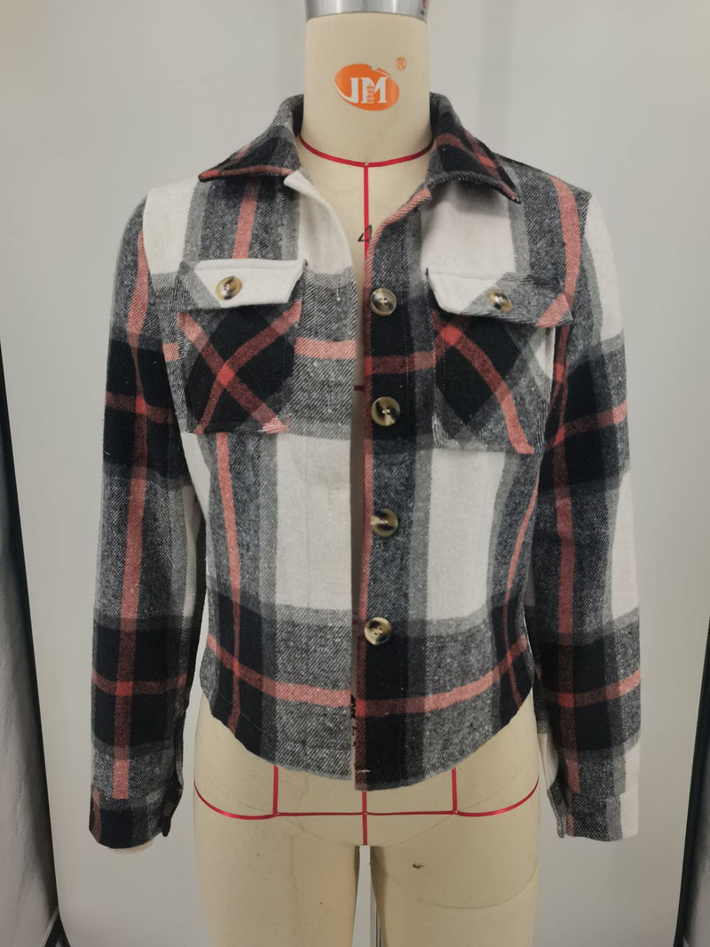 Long Sleeve Plaid Print Shirt YIM 383