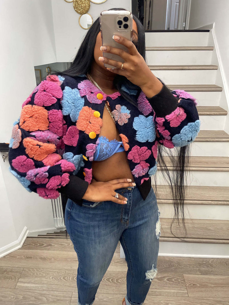 Floral Single breasted Short Coat ZSD 0562