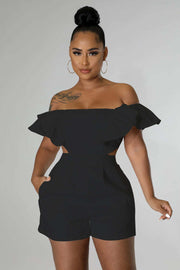Plus Size One Shoulder Solid Color Romper GHXF HX0206